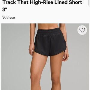 Lululemon Black Track That High-rise Lined Short 3” Size 4